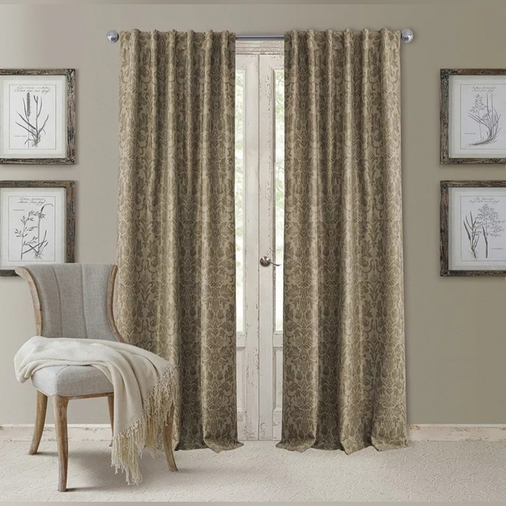 Elegant Tan Damask Curtain